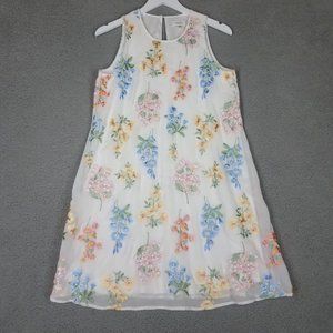 Calvin Klein Women's 10 Shift Dress Floral Embroidered Church Easter Spring